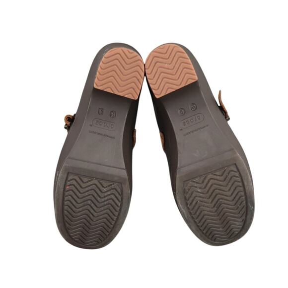Crocs Shoe Women 9 Clog Slip On Comfort Fashion Rubber Leather Strap Brown Sarah - Picture 13 of 16